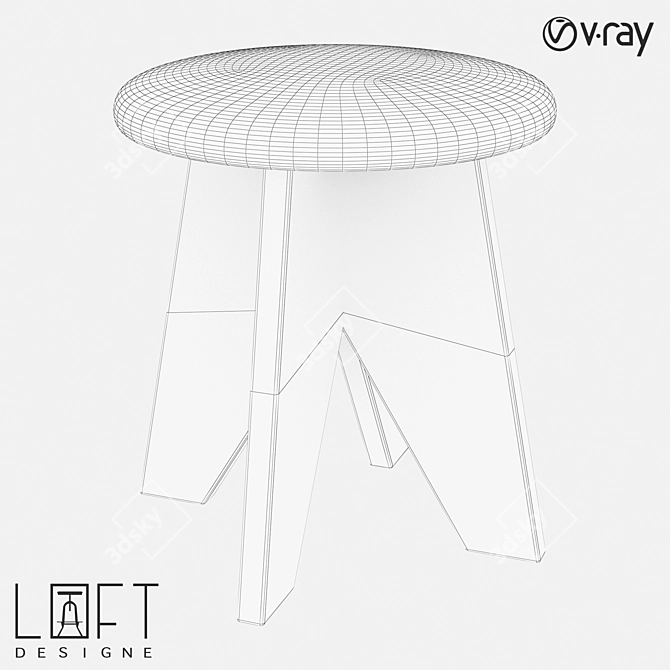 Title: Modern Wooden Fabric Stool 3D model image 2