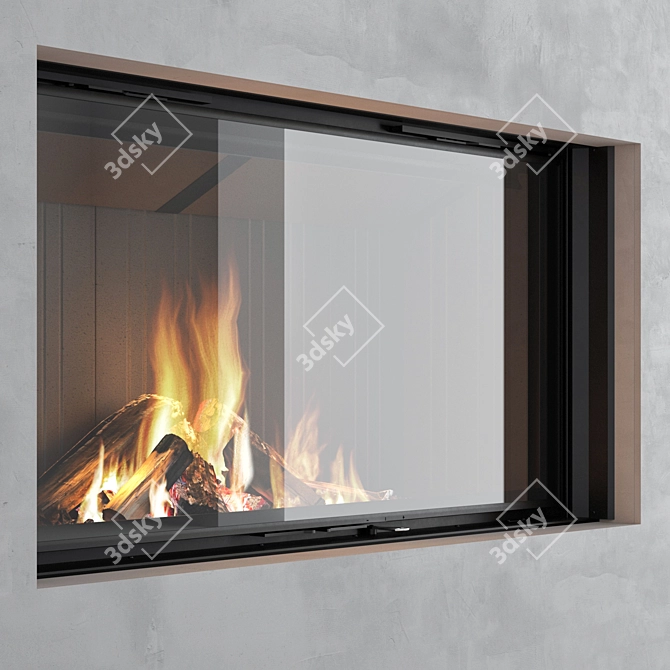 Impressive 3D Fireplace Wall Set 3D model image 2