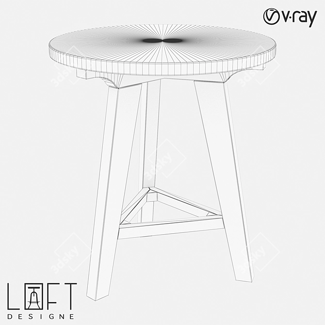 LoftDesign 60219 Wood Bar Table 3D model image 2