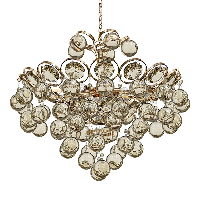 1960s Palwa Amber Chandelier Brass 3D model image 1