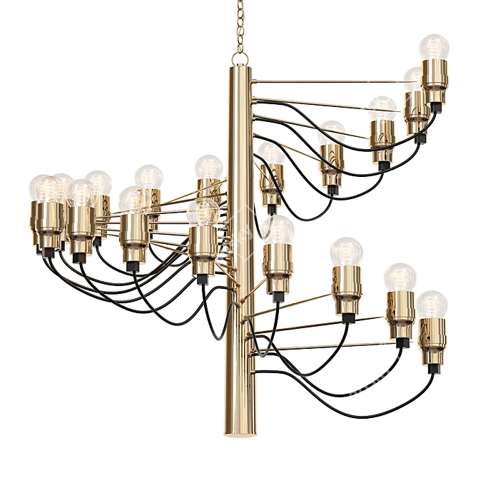 Italian Design Brass Chandelier Spiral 3D model image 1