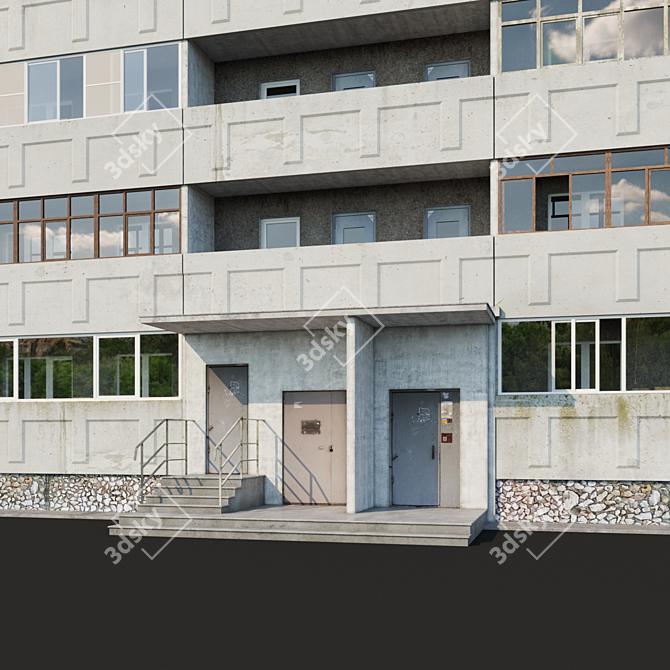 Panel Residential Buildings 12 & 9 Floors 3D model image 2