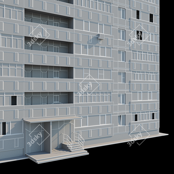 Panel Residential Buildings 12 & 9 Floors 3D model image 4