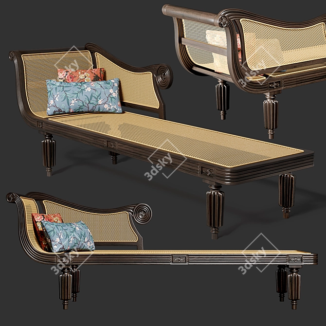 Colonial Rosewood Chaise Longue 3D model image 1