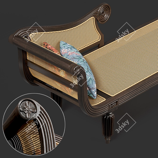 Colonial Rosewood Chaise Longue 3D model image 3