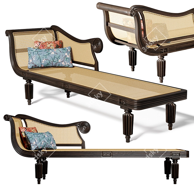 Colonial Rosewood Chaise Longue 3D model image 6