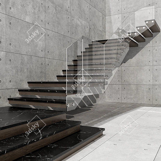 Sleek Stairway Design Kit 3D model image 4