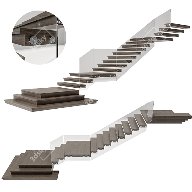 Sleek Stairway Design Kit 3D model image 5