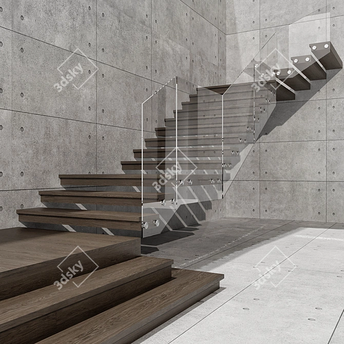 Sleek Stairway Design Kit 3D model image 6