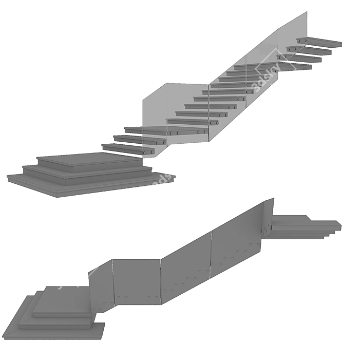 Sleek Stairway Design Kit 3D model image 7