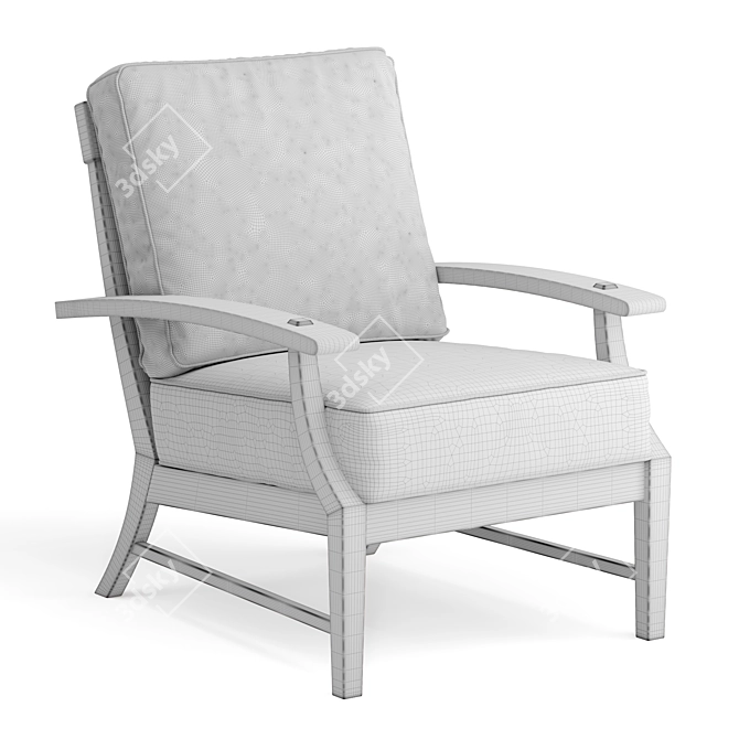 Teak Croquet Lounge Chair 3D model image 3