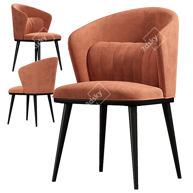  Midcentury Round Back Dining Chairs 3D model image 1