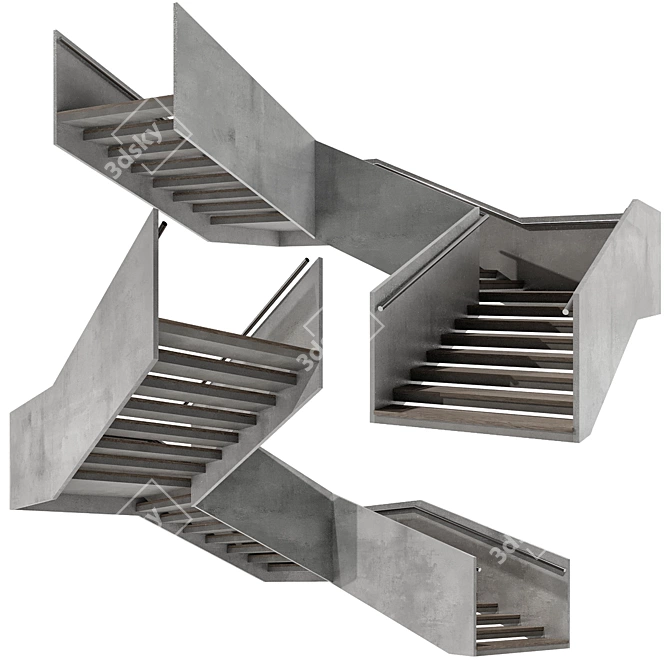 Sleek Modern Stair Model 3D model image 1