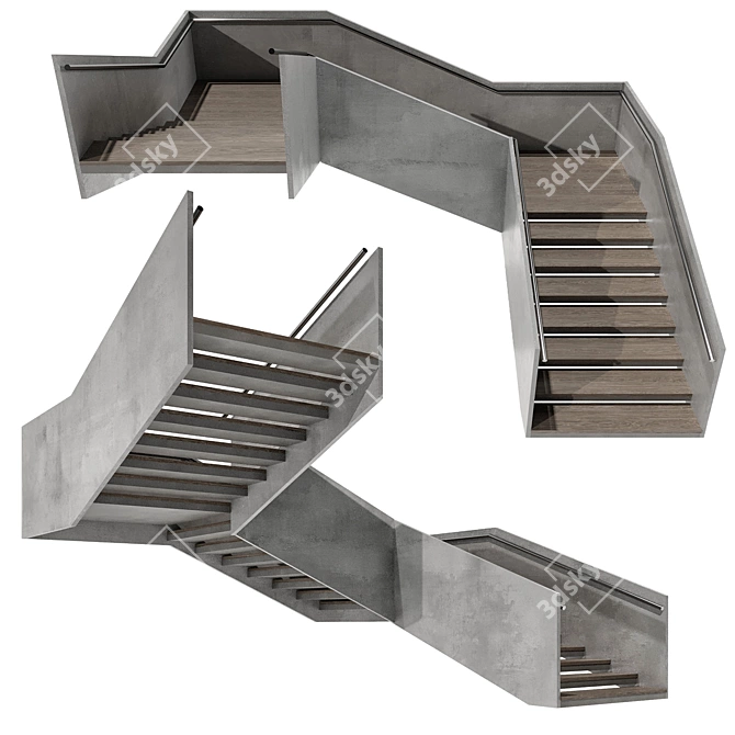 Sleek Modern Stair Model 3D model image 2