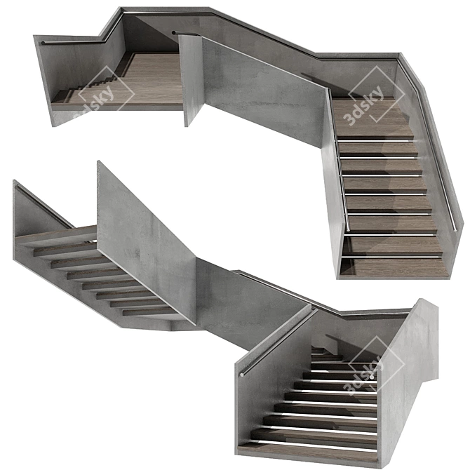 Sleek Modern Stair Model 3D model image 3