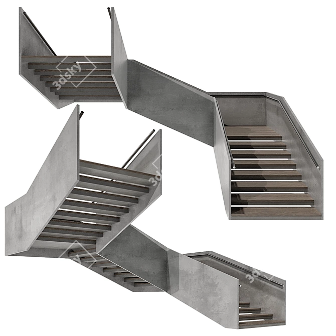 Sleek Modern Stair Model 3D model image 4