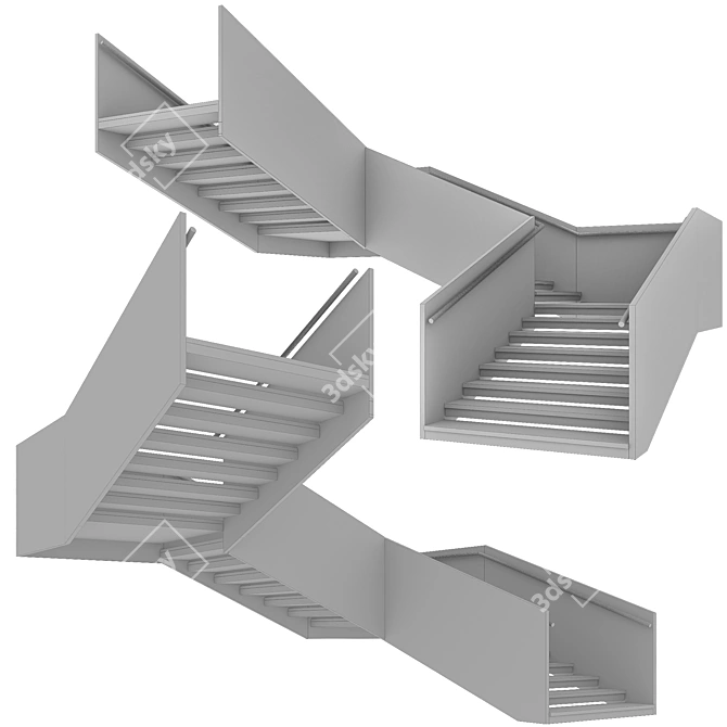 Sleek Modern Stair Model 3D model image 5