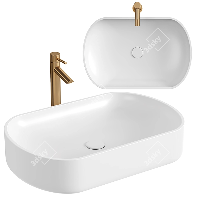 Designo Stone Basin 550mm 3D model image 1