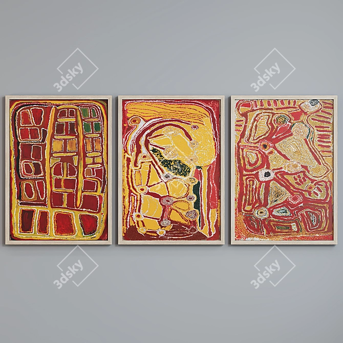 African Style Abstract Picture Frame Set 3D model image 2