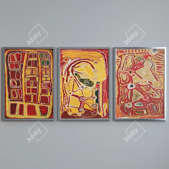 African Style Abstract Picture Frame Set 3D model image 4