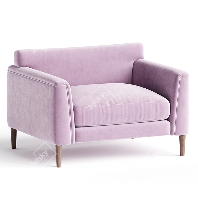 Plush Velvet Loveseat: Elegant Comfort 3D model image 1