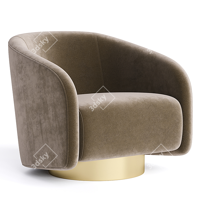 Sleek BOEMIA Swivel Armchair 3D model image 1