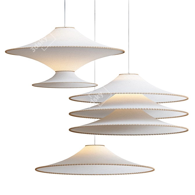 Handcrafted Bamboo Pendant Light 3D model image 1