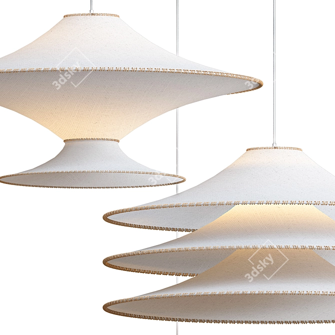 Handcrafted Bamboo Pendant Light 3D model image 3