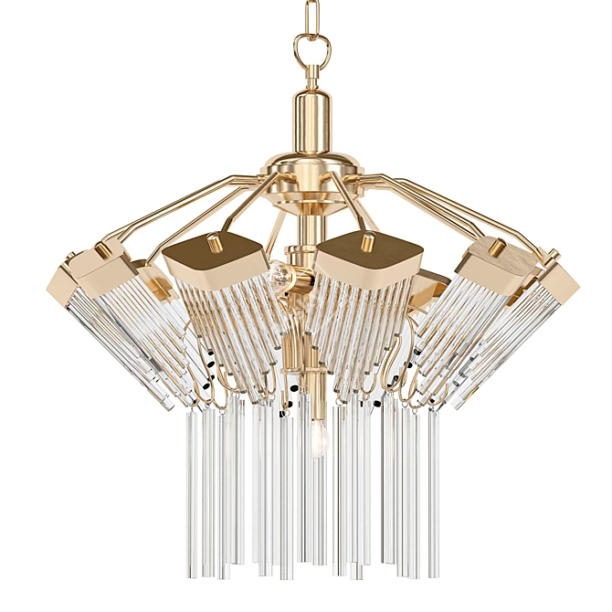 Gold-plated Crystal Chandelier Elegance 3D model image 1