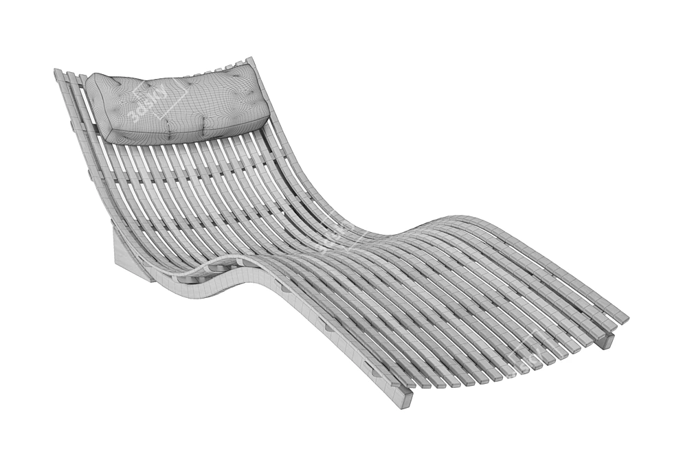 Bent Teak Sun Lounger 3D model image 5