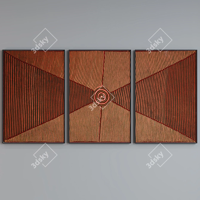 African Inspired Modern Picture Frame Set 3D model image 3