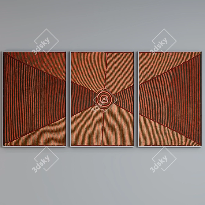 African Inspired Modern Picture Frame Set 3D model image 4