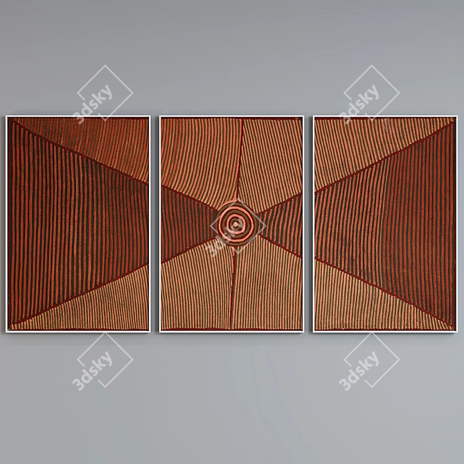 African Inspired Modern Picture Frame Set 3D model image 5