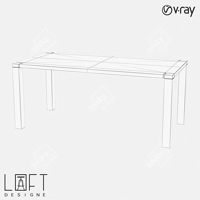 Industrial Wood Metal Table 178x88cm 3D model image 2