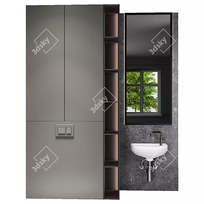 Modern Modular Bathroom Set 3D model image 1