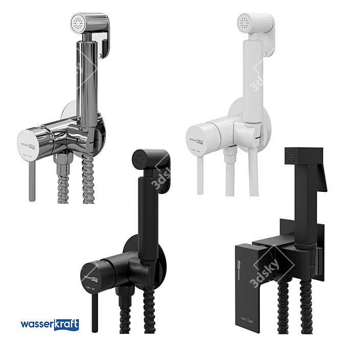 Hygienic Shower Mixer with Diverse Finishes 3D model image 1