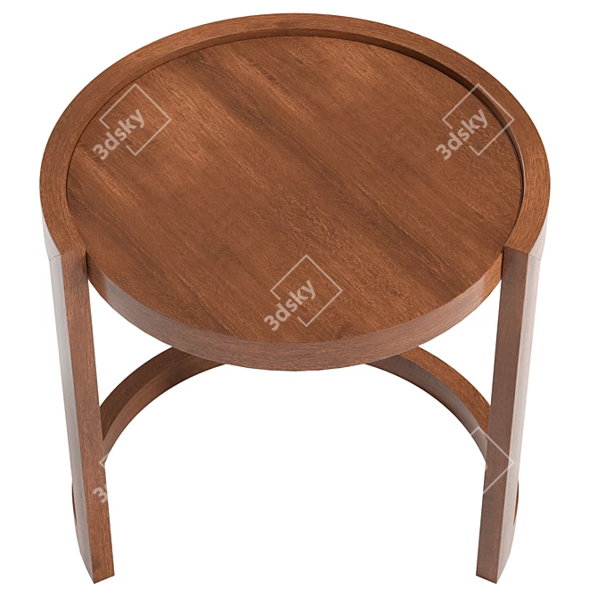 Mid-Century Mahogany Side Table 24H 3D model image 3