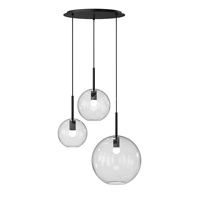 Modern Glass Metal Pendant Light 3D model image 1