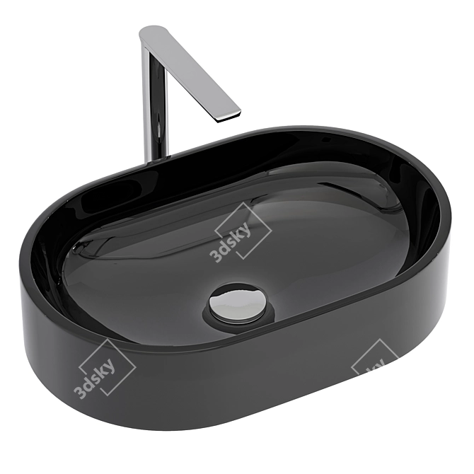 Modern Smoky Black Sink 3D model image 1