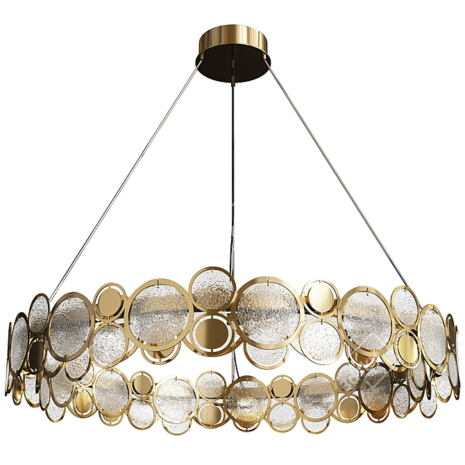 Elegant Golden Circles Chandelier 3D model image 1