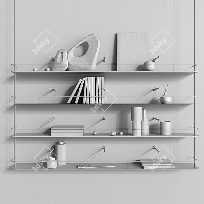 Minimalist Metal Decor Bookshelf 3D model image 3