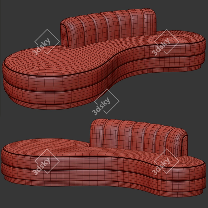 Chic Chanel Velvet Curved Sofa 3D model image 3