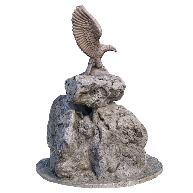 Eagle Sculpture on Stone Base 3D model image 2