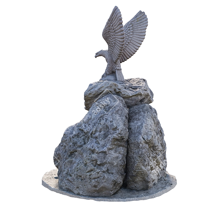 Eagle Sculpture on Stone Base 3D model image 4