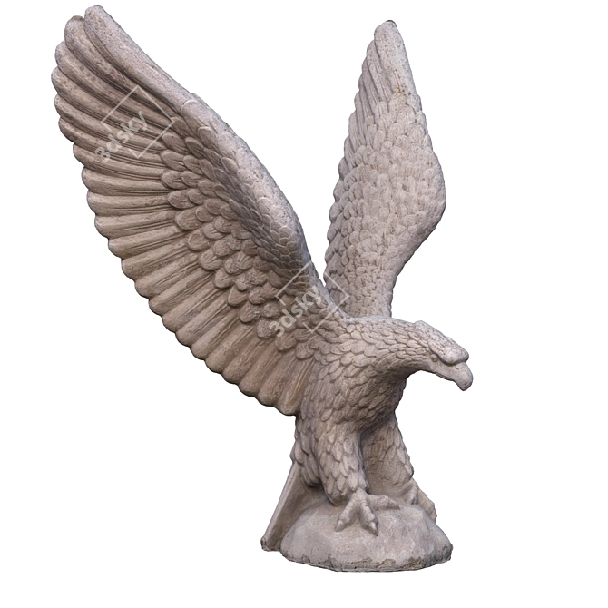 Eagle Sculpture on Stone Base 3D model image 6