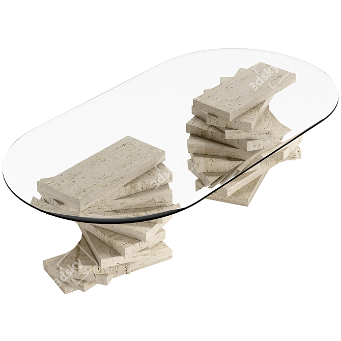 Italian Vintage Travertine Coffee Tables 3D model image 1