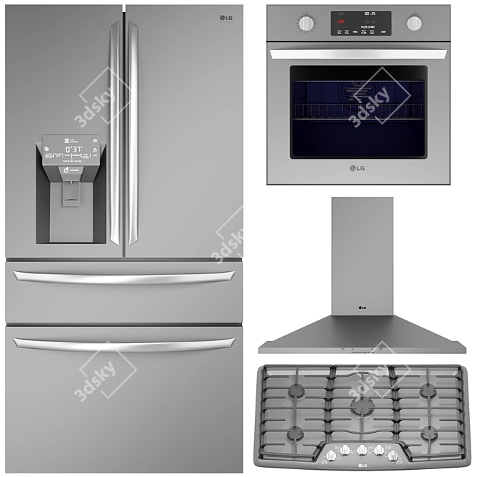 Sleek SMEG Kitchen Appliances Bundle 3D model image 1