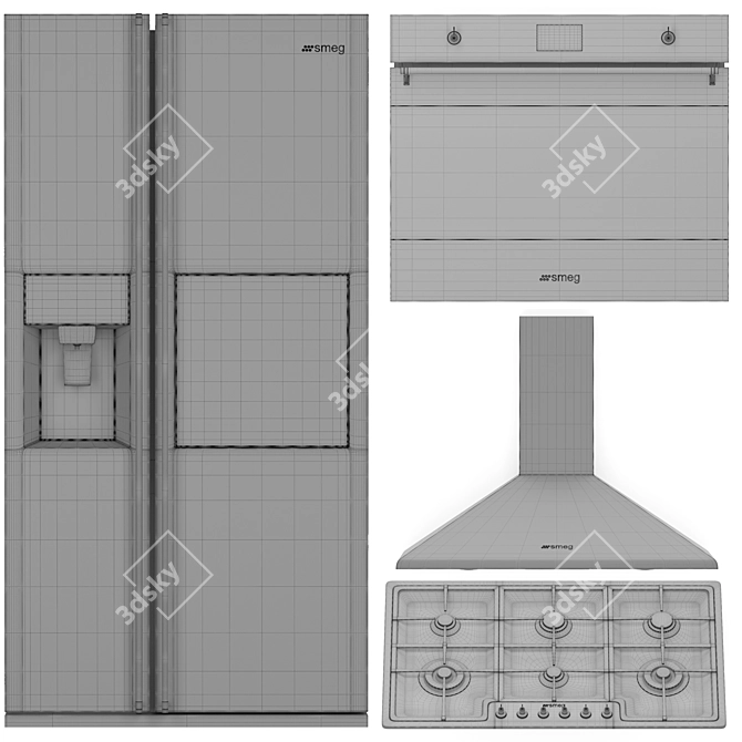 Sleek SMEG Kitchen Appliances Bundle 3D model image 7