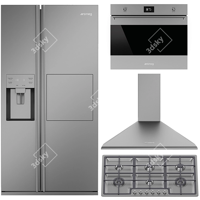 Sleek SMEG Kitchen Appliances Bundle 3D model image 9