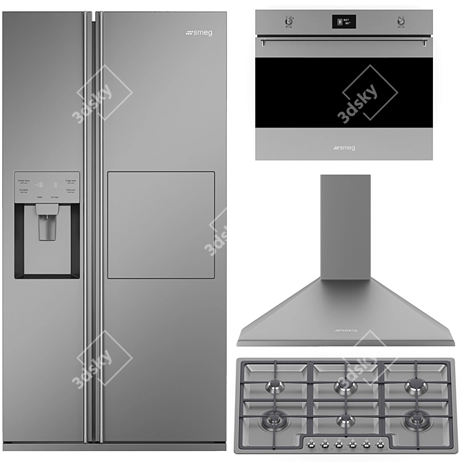 Sleek SMEG Kitchen Appliances Bundle 3D model image 11